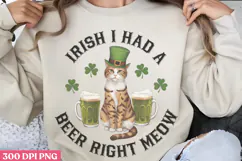 Irish I Had A Beer Right Meow PNG, St Patricks Day Cat Subli Product Image 1