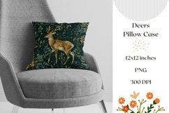 Cute Deers Pillow Case Design, Forest Pillow Sublimation PNG Product Image 1
