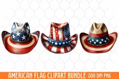 American Flag Watercolor Clipart, Us Flag Clipart Product Image 1