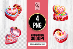 Heart Shaped Valentine Gift Box with Candy PNG Product Image 3