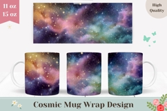 Cosmic Mug Wrap Design, Celestial Mug Sublimation Product Image 1
