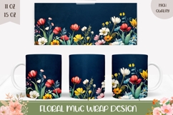 Spring Flowers Mug Wrap, Wildflowers Mug Sublimation Product Image 1