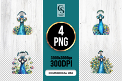 Watercolor Peacock with Sunglasses Clipart PNG Product Image 1