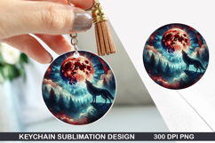 Halloween Wolf Keychain Sublimation -Halloween Keychain PNG Product Image 1