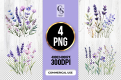 Lavender and Wildflower Clipart Sublimation PNG Product Image 1