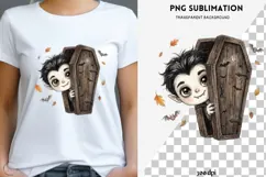 Peeking vampire halloween png design for T-shirts Product Image 1