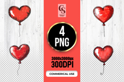 Hand Drawn Glossy Heart Balloon Clipart Sublimation PNG Product Image 1