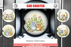 Car Coaster Hamster Embroidery Product Image 1