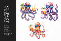 Cute summer octopus characters clipart sublimation png Product Image 1