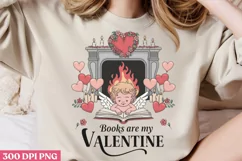 Books are my valentine PNG, Sweet Valentines Sublimation PNG Product Image 1