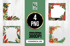 Watercolor Tropical Leaves Frame Clipart PNG Product Image 1