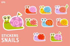 Snail sticker set funny cartoon colorful animals pack Product Image 1