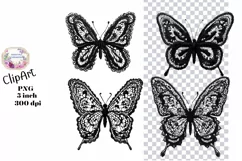 Doily, Black, Butterfly, Ephemera, PNG, Flower, Clipart Product Image 1