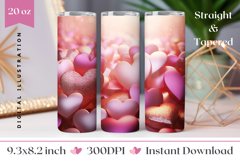 3D Glitter Love Hearts Tumbler, Valentine&#039;s Day Tumbler PNG Product Image 1
