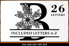 Flowers Split Monogram Letters SVG Product Image 1