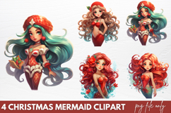 Christmas Mermaid Clipart PNG Product Image 1