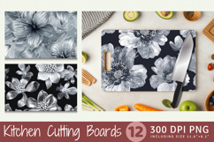 Silver Glitter Flowers Cutting Boards sublimation Designs Product Image 1