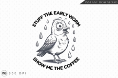Funny Coffee Bird Illustration Sublimation PNG Product Image 1