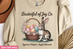 Basketful of Joy PNG, Vintage Easter Rabbit Bunny PNG Product Image 2
