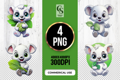 Cute Koala Leaf Animal Clipart Sublimation PNG Product Image 1