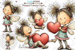 Whimsical Valentine Fairy Clipart, Valentine's Day PNG Product Image 1