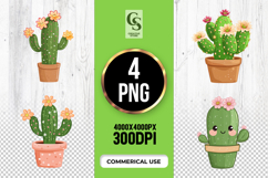 Cute Cactus Plant Clipart Sublimation PNG Product Image 1