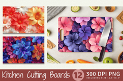 3D Inflated Puff Flowers Cutting Boards sublimation Design Product Image 1