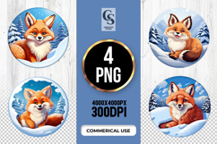 Cute Fox In Winter Clipart Sublimation PNG Product Image 1
