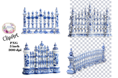 Blue Toile, Ephemera, PNG, Clipart, Junk Journal, flowers Product Image 1