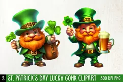 St Patricks Day Lucky Gonk Clipart, Watercolor Clipart Product Image 1