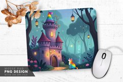 Enchanted Rainbow Cat Castle Mouse Pad PNG Design Product Image 1