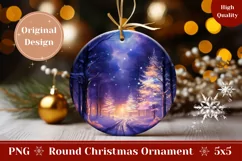 Christmas Round Ornament PNG, Christmas Forest Ornament Product Image 1