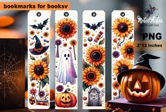 bookmarks for Halloween books with sunflowers Product Image 1