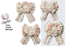 Bows, Ribbon, Lace , Clipart, Ephemera, PNG, Junk Journal Product Image 1
