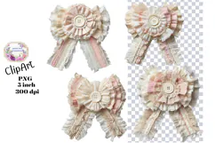 Bows, Ribbon, Lace , Clipart, Ephemera, PNG, Junk Journal Product Image 1
