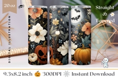 Cartoon Halloween Tumbler Print, Halloween Bats Tumbler PNG Product Image 1