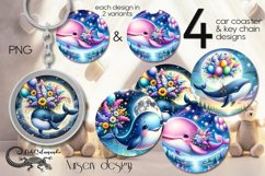 Fantasy whale | nursery Sublimation Car coaster &amp; key chain Product Image 1