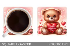 Valentines Bear Coaster. Valentines Coaster Sublimation Product Image 1