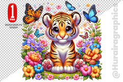 Cute Tiger Clipart - PNG File Product Image 1