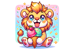 Cute Lion Clipart - PNG File Product Image 1