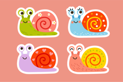 Snail sticker set funny cartoon colorful animals pack Product Image 5