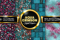 Aquamarine Crimson Digital Papers - 04 Variations Product Image 1