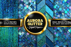 Aurora Glitter Digital Papers - 04 Variations Product Image 1