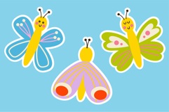 Cute butterfly sticker set colorful cartoon insects Product Image 5