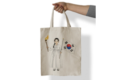 Korean Independence Spirit Girl Hanbok Taegeukgi Flag PNG Product Image 7