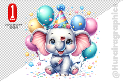 Cute Elephant Clipart - PNG File Product Image 1