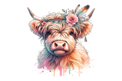 Cute Highland Cow Clipart - PNG File Product Image 2