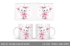 Valentines Bunny Mug Sublimation. Valentines Mug Wrap Design Product Image 1