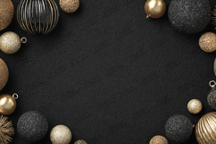 Elegant Black and Gold Christmas Ornaments Border Product Image 1