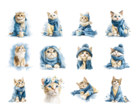 Watercolor Hygge Cat Clipart Product Image 3